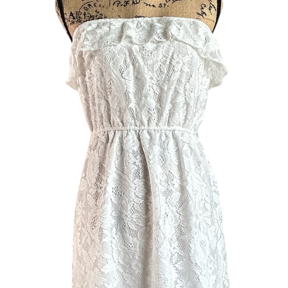 Trixxi White Lace Strapless High/Low Dress Size Medium - Picture 3 of 13